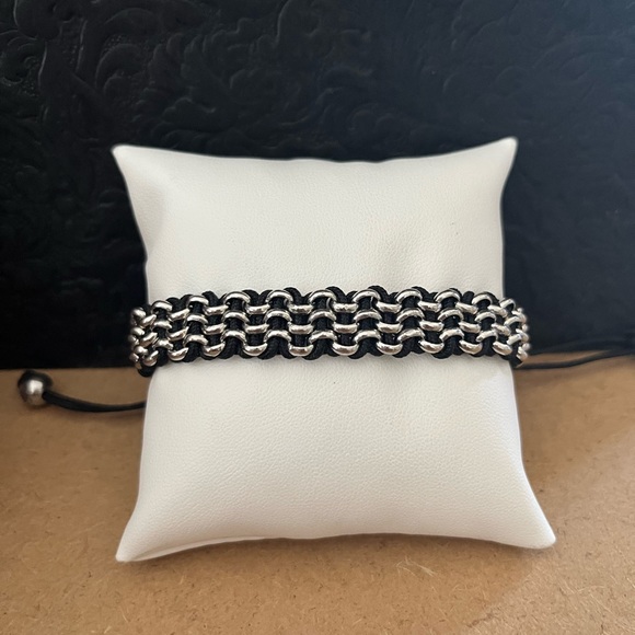 Joseph Nogucci Black Cord and Metal Drawstring Bracelet - Picture 2 of 6